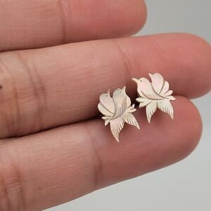 Teeny Tiny Cute Mother of Pearl Bird Stud Earrings